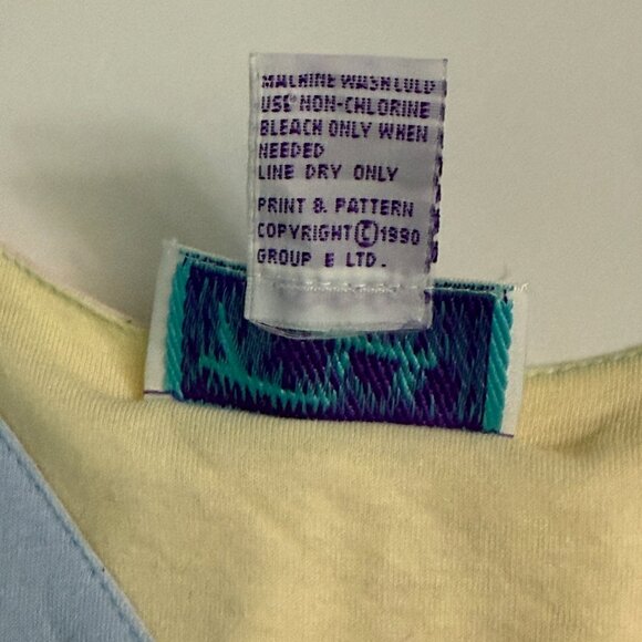 Vintage Full Length 100% Cotton Nightgown with 3/4 Sleeves Pink Blue Yellow - Picture 3 of 10